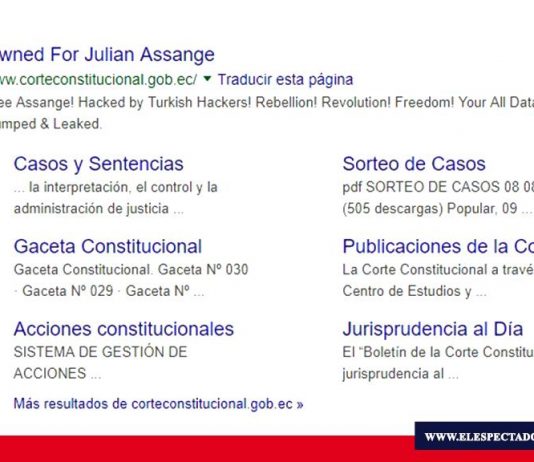 Página de la Corte Constitucional hackeada