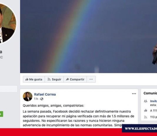 Correa ya tiene cuenta de Facebook