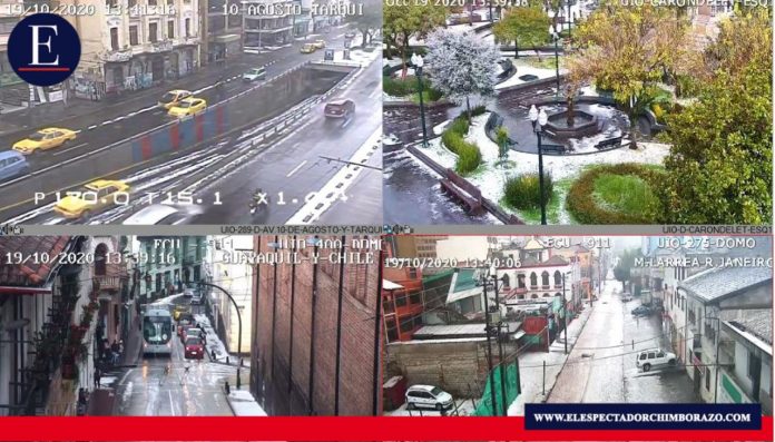 A través de las cámaras de #VideovigilanciaECU911 se observa granizo en el diferentes sectores de #Quito. Foto/ Fuente: ECU911 on Twitter.