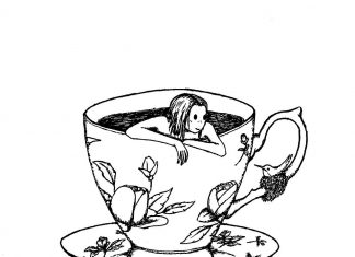 La niña en el café