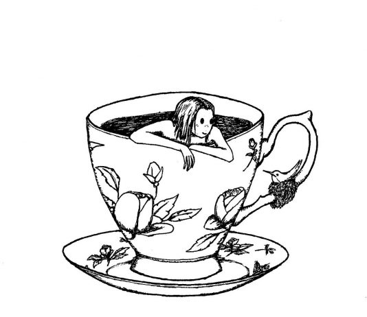 La niña en el café