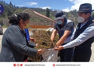 Llega ayuda humanitaria a zonas afectadas por la ceniza del Sangay #MAGActivado / Fardos de material conservado. Foto: MAG.